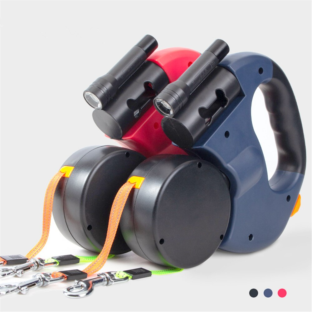 Retractable Dual Pet Leash with Light
