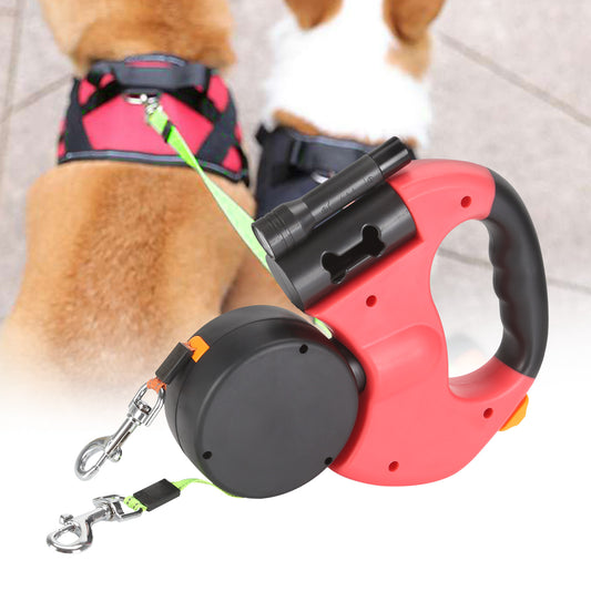 Retractable Dual Pet Leash with Light